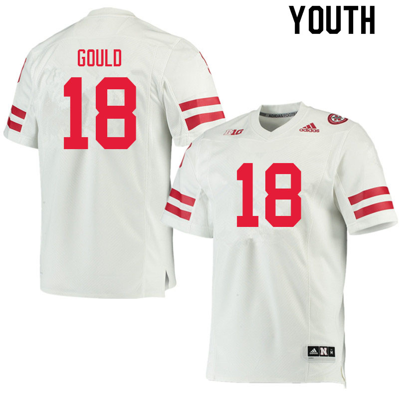 Youth #18 Jaeden Gould Nebraska Cornhuskers College Football Jerseys Sale-White
